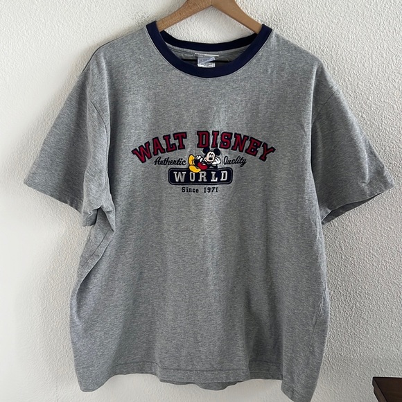 Disney Other - Walt Disney World Disney Ringer Neck Embroidered Patchwork Tee T-Shirt XL